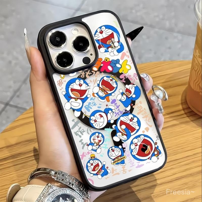 สำหรับ iPhone เคสแม่เหล็ก ดีไซน์การ์ตูน โดราเอมอนหัวเราะน่ารัก 15PLUS 16PLUS 12PROMAX 16PRO 15PRO 14 11 16 13 15 12 BIOD