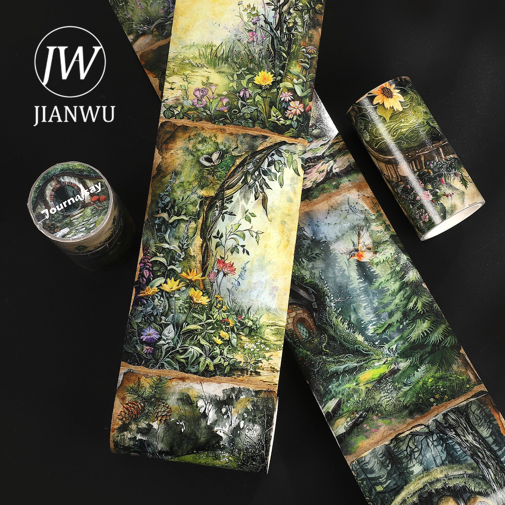 JIANWU 80 มม.* 200 ซม.VINTAGE Hobbit House Forest ดอกไม้ภูมิทัศน์วัสดุ Collage Washi เทป Creative Jo