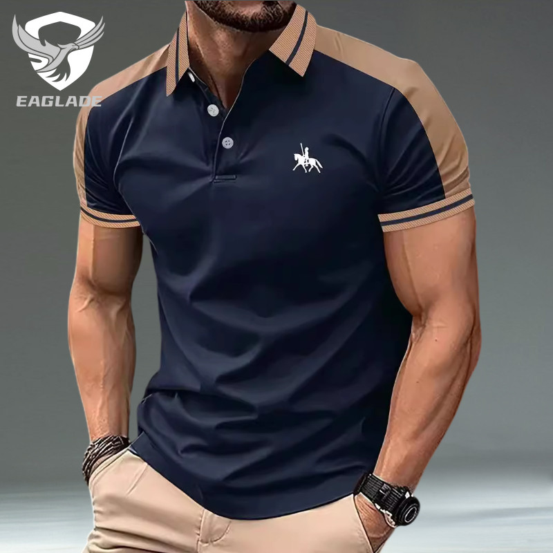EAGLADE เสื้อยืดโปโลผู้ชายคอปกสําหรับ Man Breathable M-2 สีกรมท่า K11
