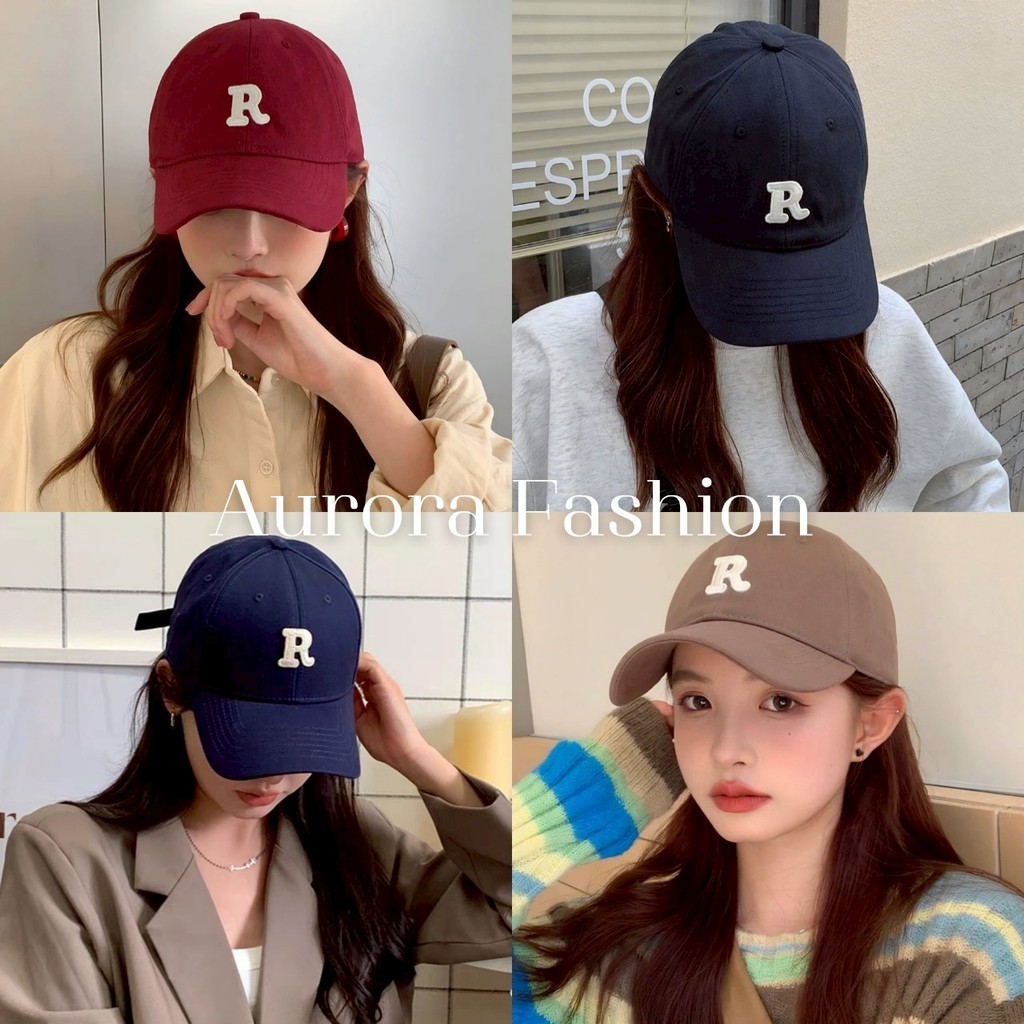 Aurora🛒พร้อมส่ง🚚 (รูปถ่ายจากงานจริง) เกาหลีแฟชั่น ส่าหรับผู้หญิง ผ้าฝ้ายปักตัวอักษรเบสบอลหมวก