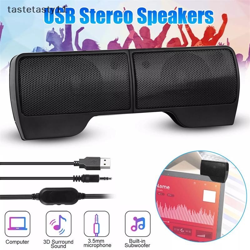 TA Clip On ลําโพง USB สําหรับโน้ตบุ๊คแล็ปท็อปพีซีเดสก์ท็อปแท็บเล็ตลําโพงสเตอริโอแบบมีสาย Line Controller Soundbar TH