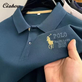 เสื้อโปโลแขนสั้นอเนกประสงค์พร้อมเย็บปักถักร้อยสีทองสำหรับกิจกรรมสบายๆและกึ่งทางการ
