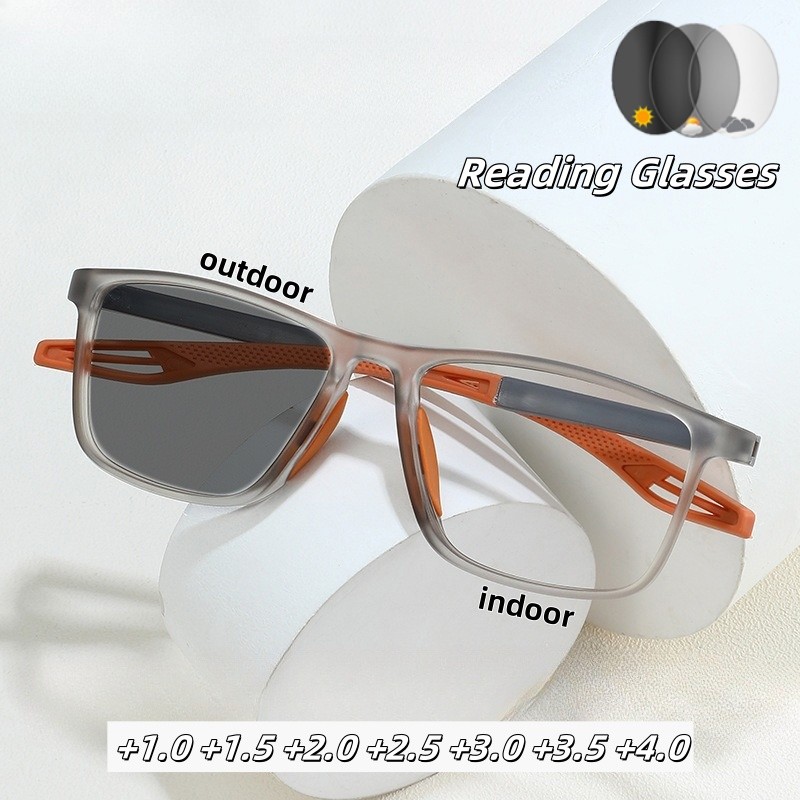 กรอบขนาดใหญ่ป้องกันแสงสีน้ำเงินก้าวหน้าแว่นตาอ่านหลายโฟกัสแว่นตากันแดด 2 ใน 1 แว่นตากันแดดด UV กีฬา