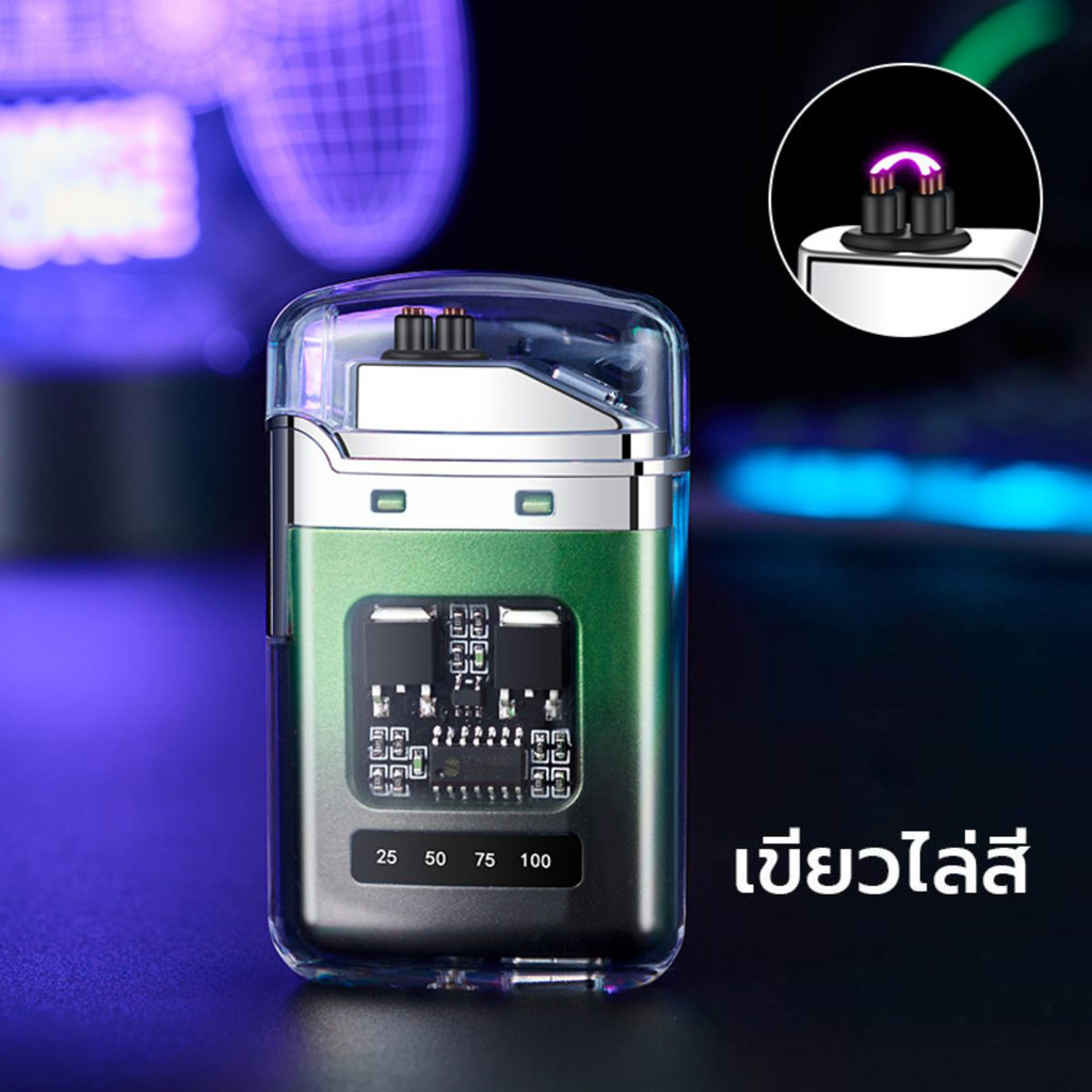 ไฟแช็คไฟฟ้า ไฟแช็ค ไฟฉายแรงสูงในตัว ชาร์จ USB กันน้ำ กันลม ป้องกันการตกYype-C LEDจอแสดงผลแบตเตอรี่ - รูปที่ 2