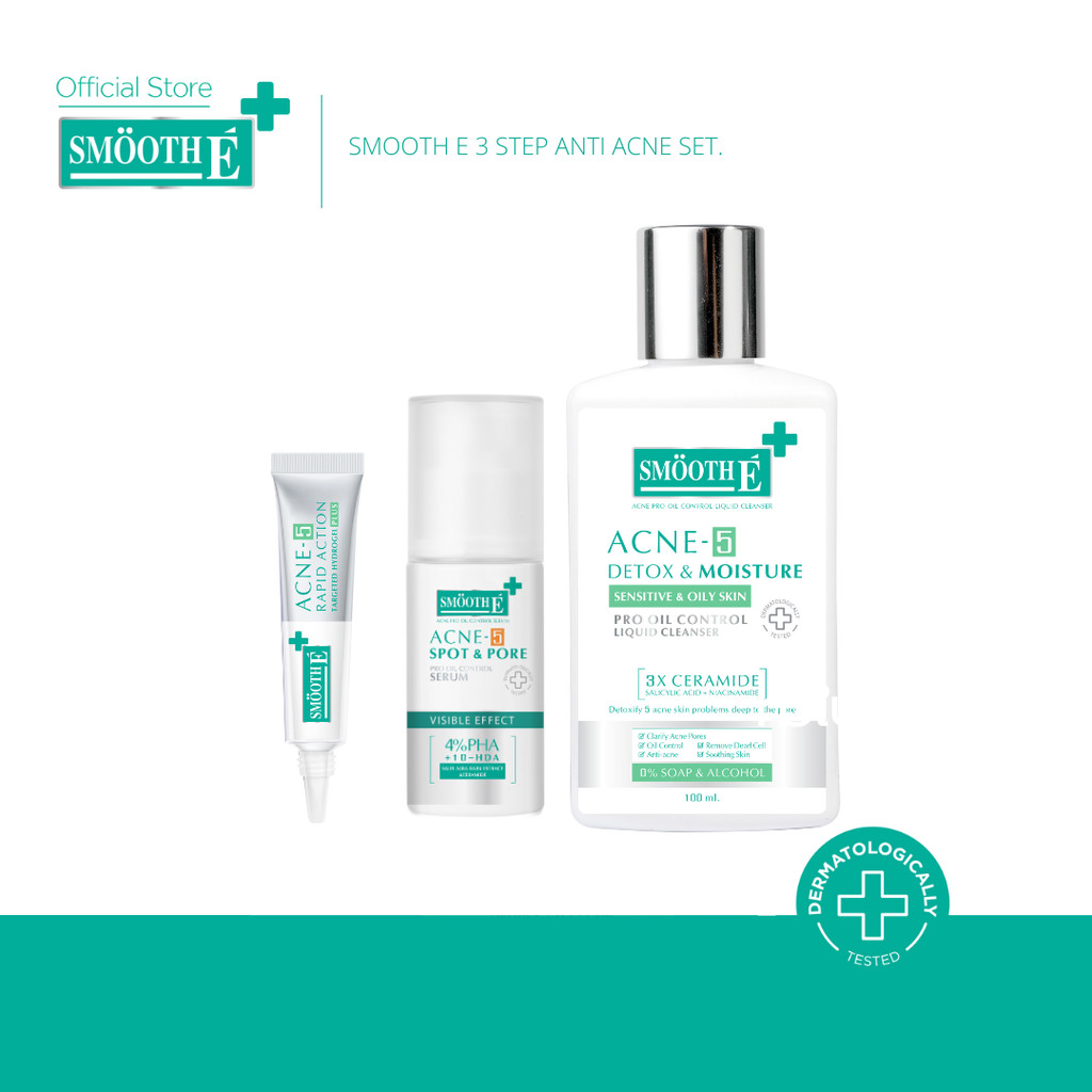 Smooth E 3 Steps Anti Acne Set ดูแลปัญหาสิว ครบจบ ใน 3 ขั้นตอน
