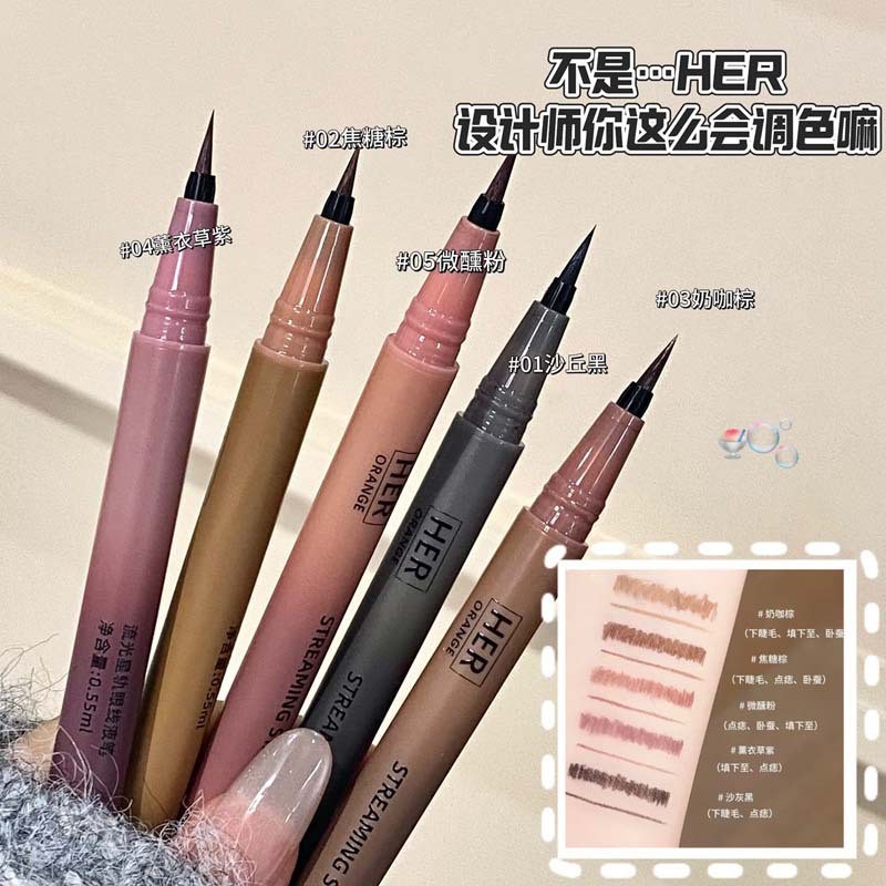 HERORANGE ปากกาอายไลเนอร์ชนิดน้ําเนื้อละเอียดพิเศษกันน้ําและกันเหงื่อปากกาอายไลเนอร์เรียบเนียนและไม่เลอะ