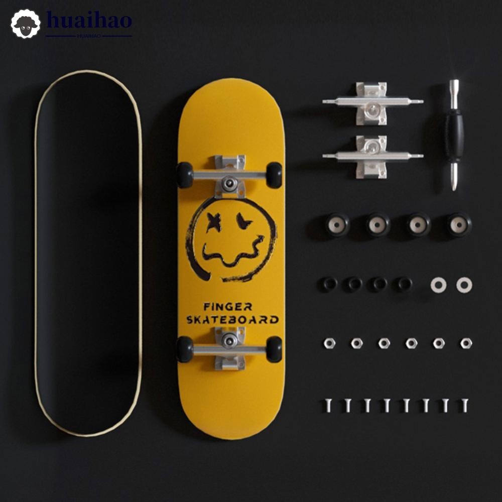 HUAIHAO ไม้ Fingerboard Fingerboard ชุดนิ้วมือสกู๊ตเตอร์นิ้วมือสเก็ต Maple ไม้ Professional Mini สเก็ตบอร์ดของเล่นเด็กสําหรับชาย N6P8