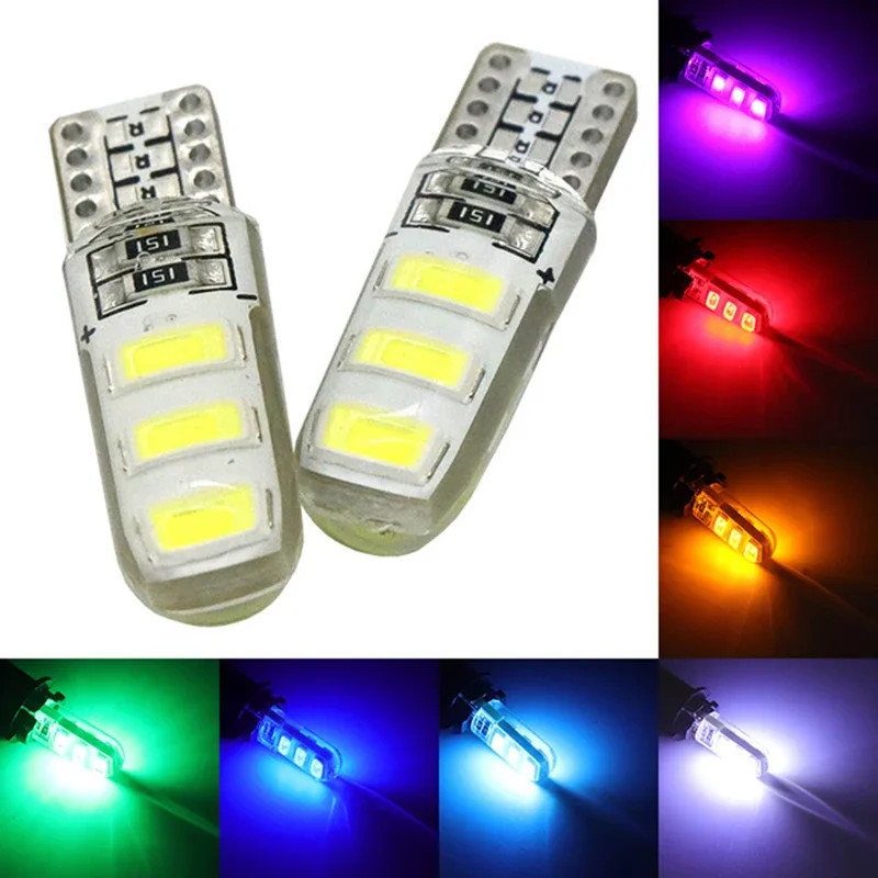 1PCS T10 คริสตัลซิลิโคนโคมไฟ W5W T10 5730 6SMD ยานยนต์ LED ความกว้างไฟแสดงสถานะ 12V 6000K
