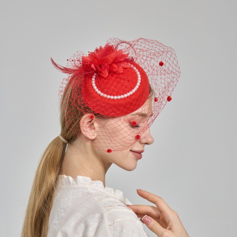 กิ๊บหมวกตาข่าย เครื่องประดับผม หมวกสไตล์ผู้ดีอังกฤษ หมวกดรัมเมเยอร์ สไตล์ย้อนยุคคลาสสิค แต่งตัวเทศกาล ของขวัญวันเด็ก - รูปที่ 3