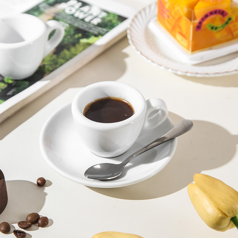 [คลังสินค้าพร้อม] espresso Cup espresso Cup 50ml espresso Cup ถ้วยเอสเปรสโซเซรามิกสีขาว