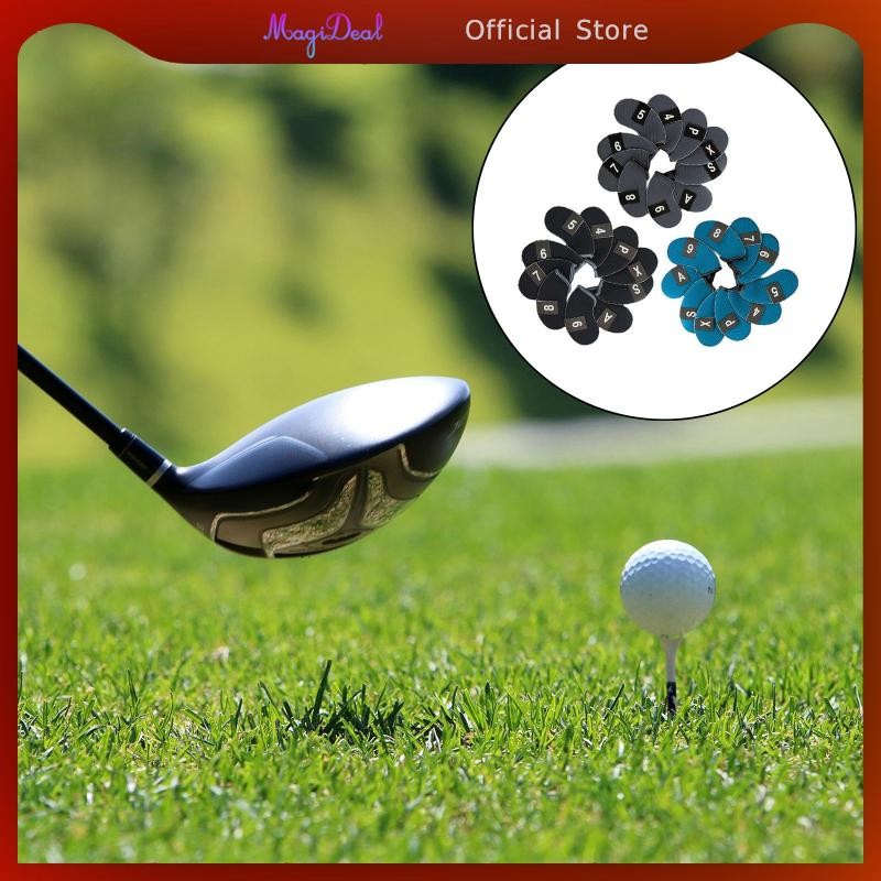 MagiDeal กอล์ฟครอบคลุมชุด Neoprene 10 ชิ้น (3 4 5 6 7 8 9 PW AW SW) หมายเลขปักกันน้ํา Fit ทุกยี่ห้อ