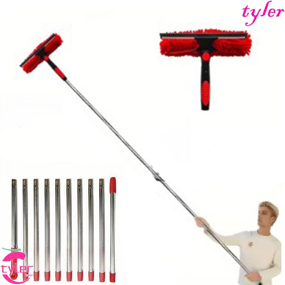 TYLER ไม้กวาดทําความสะอาดหน้าต่าง, ไม้ปัดฝุ่นยาวปัดฝุ่นทําความสะอาดเพดาน Duster, Multi-Function 2 In 1 Washing Extension Pole Dust Remover ที่ปัดน้ําฝนหน้าต่างฝุ่นอุปกรณ์ทําความสะอาด