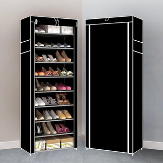 Sapateira Organizadora com 9 Prateleiras para Organizar Sapatos Calçados Chinelos Roupas Objetos 24 Pares - Black