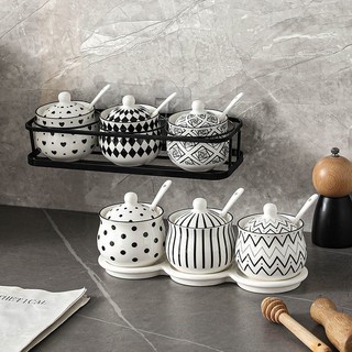 Ceramic Seasoning Jar Set Household Salt Shaker Oil Splash Spicy Jar