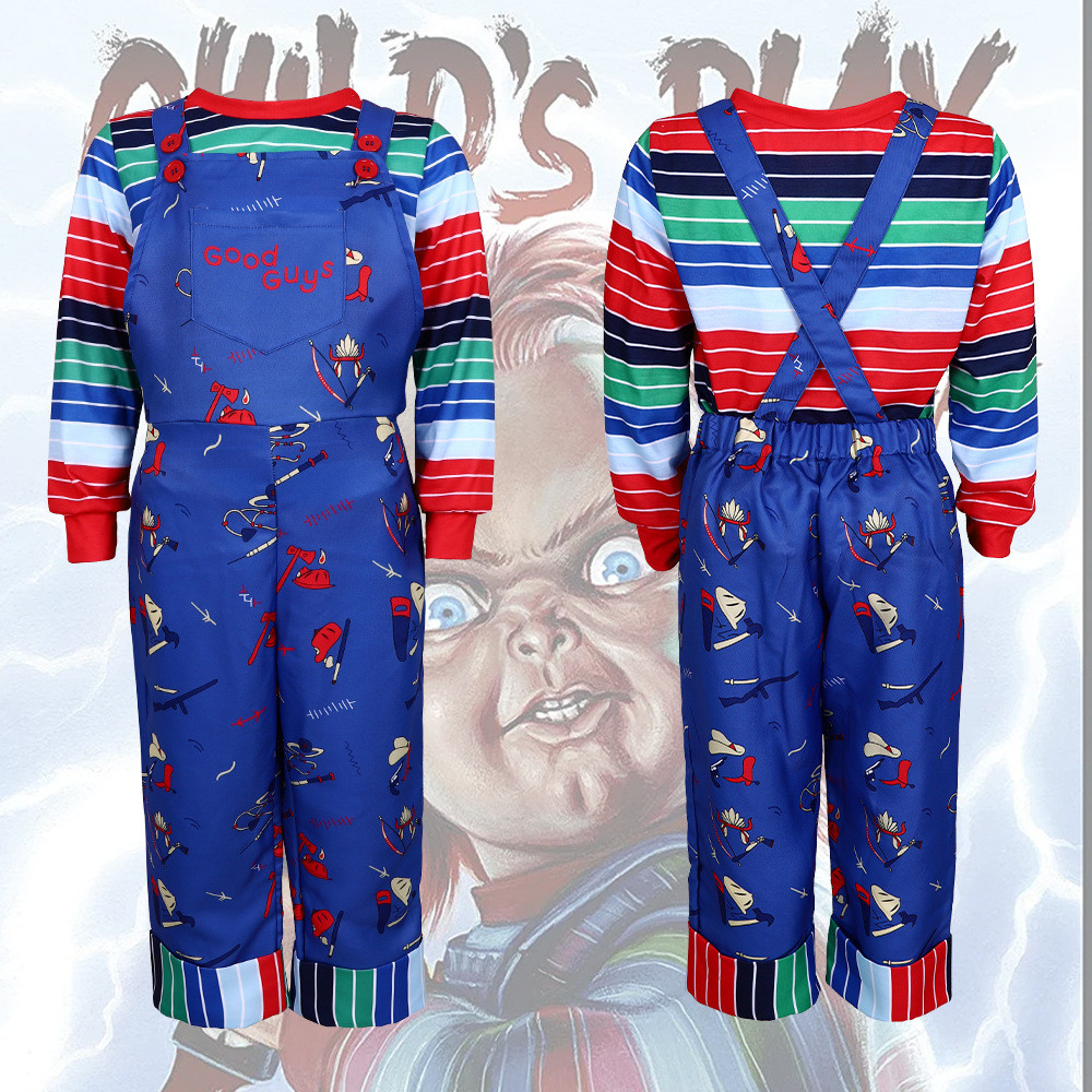 Ghost Baby Chucky Season 2 ชุดคอสเพลย์ Chucky ชุดเอี๊ยมเด็กฮาโลวีนเครื่องแต่งกายประสิทธิภาพ B115
