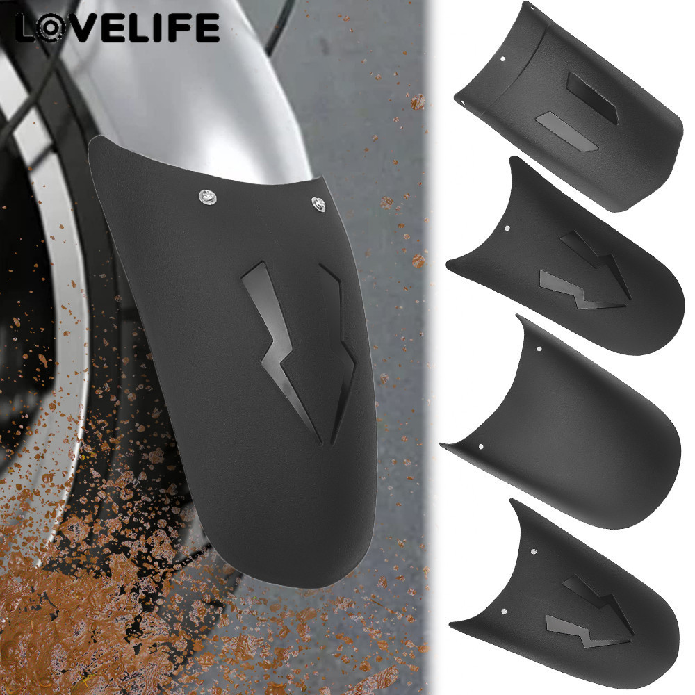 [AUTO&3C]1/2Set - ชุดบังโคลนโพลีโพรพิลีนที่ทนทาน - ตัวเลือก 4 ขนาด (Type A/B/C/D) Universal Motorcycle Fenders Splash-Proof Design Black Accessories