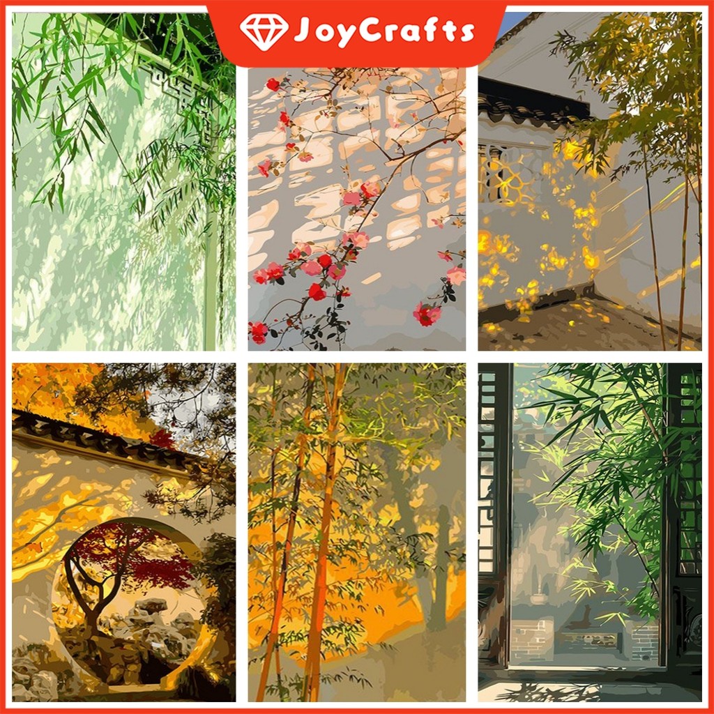 [JC]มุมมองสวนภาพวาดเป็นศูนย์ภาพวาดการบีบอัดภาพวาดสีน้ํามันโดยตัวเลข DIY จิตรกรรมภาพสีน้ํามันดิจิตอลของขวัญ
