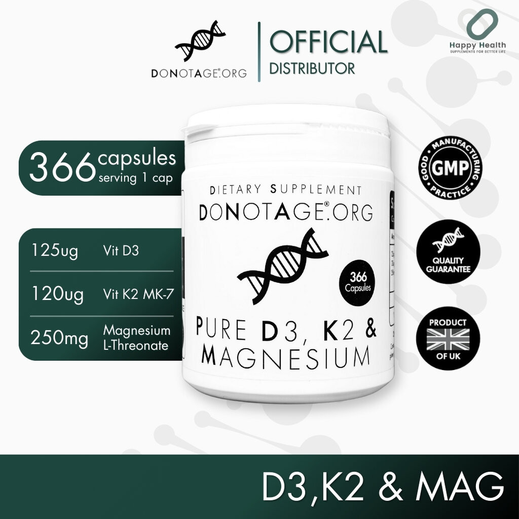 Vitamin D3, K2 & Magnesium (366แคปซูล) Do Not Age Vitamin D3 5000 IU, Vitamin K2 (Mk-7) 120mcg, Magnesium 250g