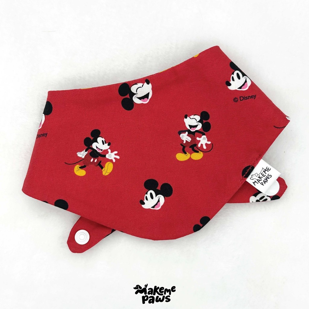 Red Mickey Bandana ลายมิกกี้แดง น้องหมา ผ้าพันคอสัตว์เลี้ยง สุนัข หมา แมว
