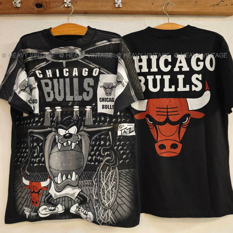 TAZMANIAN เสื้อทีมบาส OVP AllOverPrint เสื้อวินเทจ เสื้อบูลส์ ตำนาน heavy vintage shirt