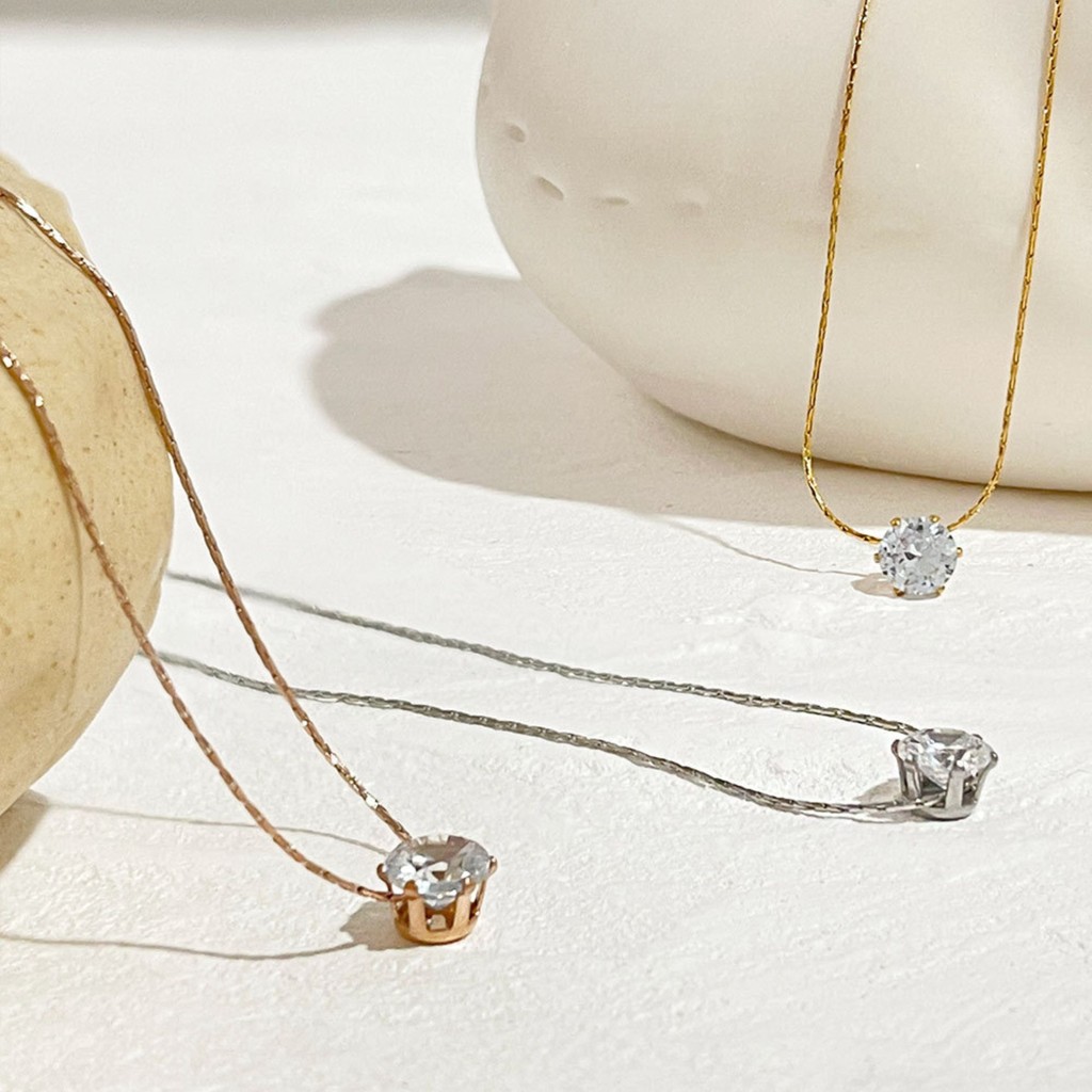 URPALS สร้อยจี้เพชร สร้อยคอ Stainless ชุบทอง 18K พร้อมจี้เพชร CZ  High Quality ทนน้ำ ทนเหงื่อได้ดี