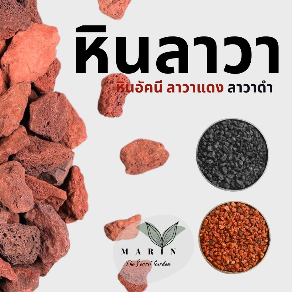 หินลาวา ลาวาแดง ลาวาดำ วัสดุปลูก หินตู้ปลา ตกแต่ง 1 กิโลกรัม