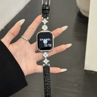NiSTAR กลีบโลหะ + สายรัดข้อมือหนังจระเข้สําหรับ Apple watch Ultra 2 S10 9 8 7 6 SE 5 4 3 2 1,ใหม่แฟชั่นSmart WatchสําหรับIWatch 49/46/45/44/42 มม.41 มม.40 มม.38 มม.
