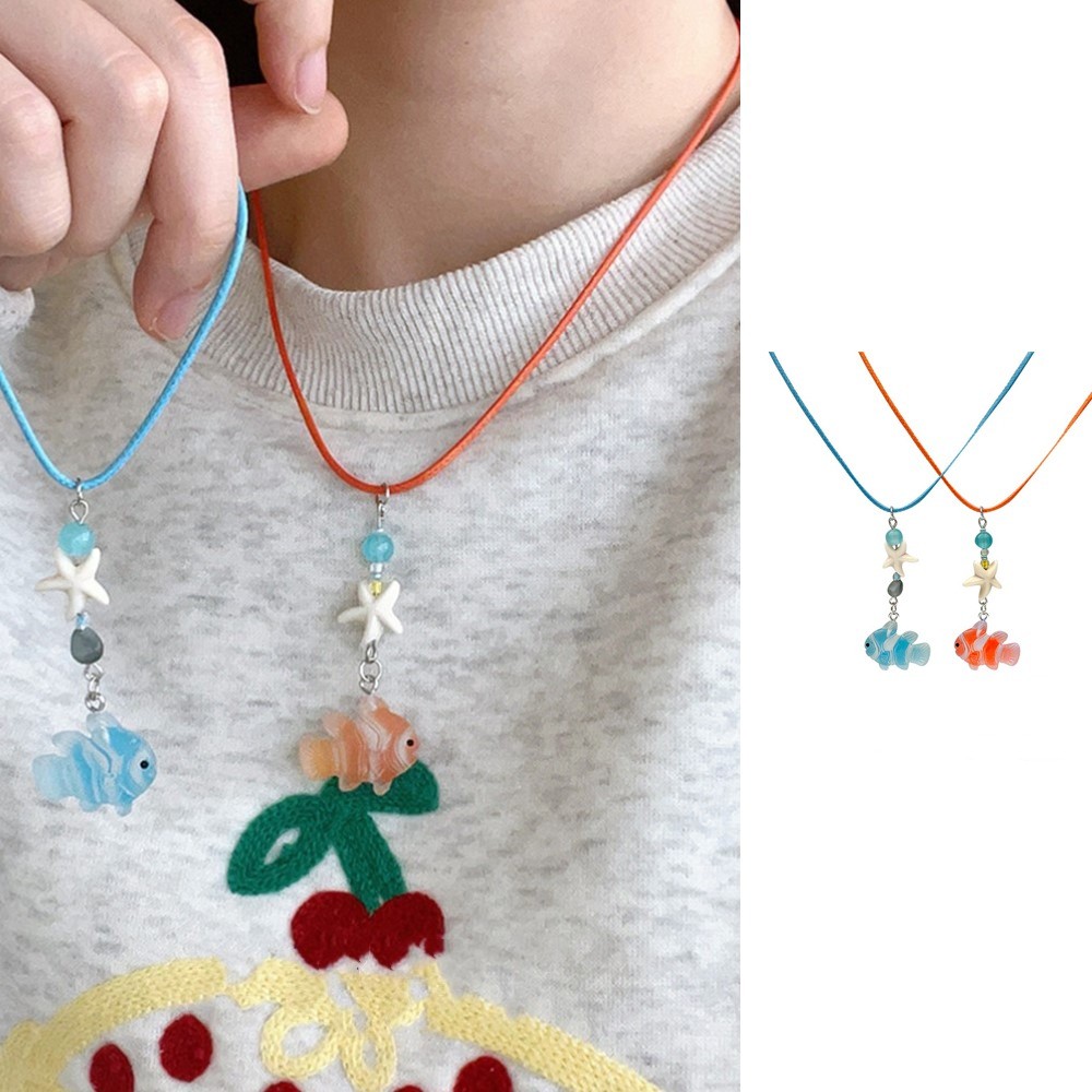 Ocean Clown ปลาสัตว์ปลาดาวสร้อยคอสาวน่ารักจี้ Ins สไตล์คู่ฤดูร้อน Seaside Vacation