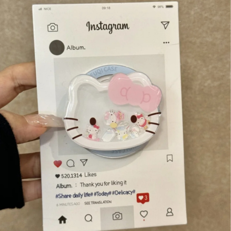 การ์ตูน KT Cat Avatar แกว่งเพลงวงเล็บแม่เหล็กเหมาะสําหรับโทรศัพท์มือถือ MagSafe การดูดซับที่แข็งแกร่งเดสก์ท็อป Lazy Bracket
