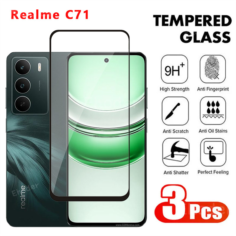 กระจกนิรภัยสําหรับRealme C71 4G 2025 ป้องกันหน้าจอคลุมทั้งหมดกระจกป้องกันสําหรับRealmeC71 C 71 RMX53
