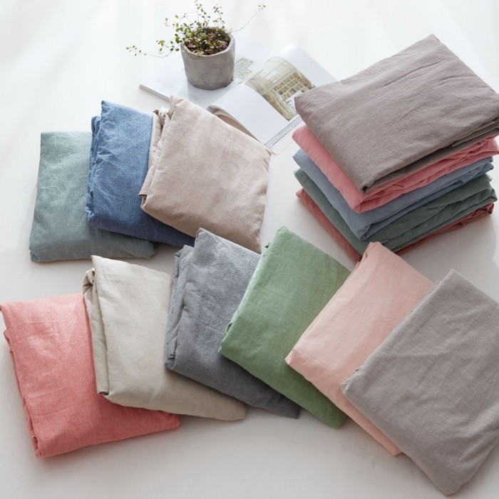 20 สีสไตล์ญี่ปุ่น 100% ผ้าฝ้ายแผ่นติดตั้งล้างผ้าฝ้ายเป็นมิตรกับผิวและระบายอากาศเดี่ยว /ซูเปอร์เดี่ยว/ราชินี / กษัตริย์ /ซูเปอร์คิงไซส์ปลอกหมอน