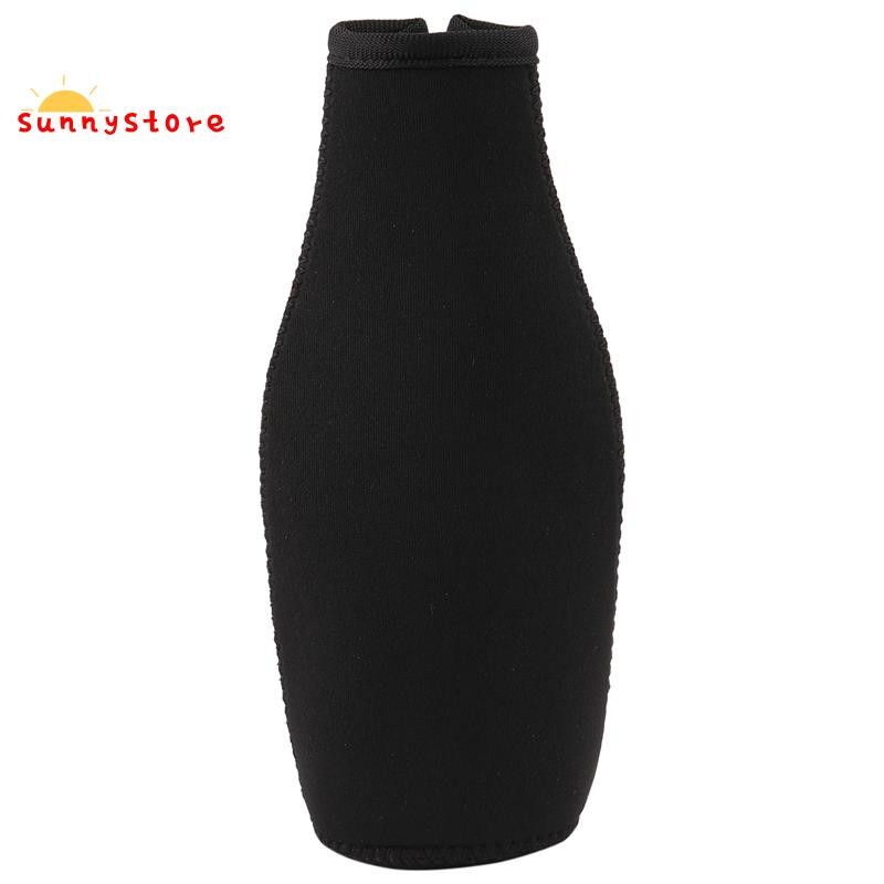 6 แพ็คขวดเบียร์ Cooler Sleeves Keep Drink Cold Zip-Up Neoprene ฉนวนแขนสีดํา