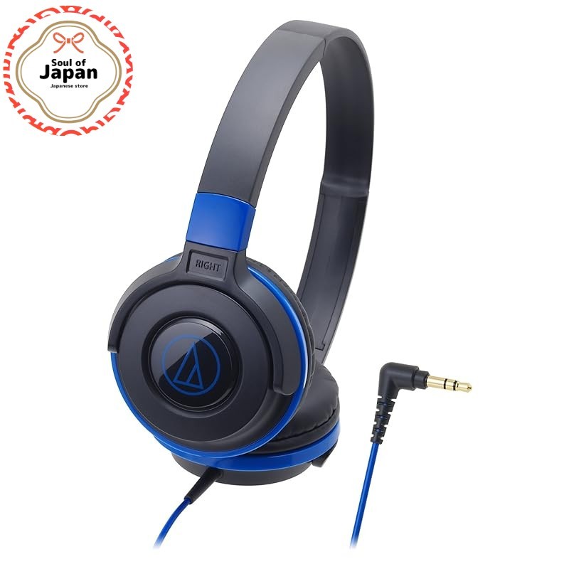 Audio-Technica ATH-S100 BBL Headphones Wired STREET MONITORING Portable On-Ear Headphones Black Blue