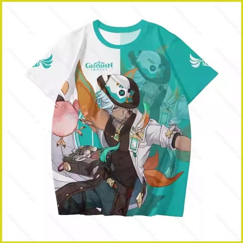 เสื้อยืดอะนิเมะแขนสั้น Ifa จาก Genshin Impact ทำจากผ้ากราฟิกฤดูร้อน