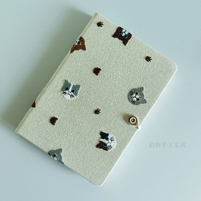 Dreamerhouse A5 ผ้าเย็บปักถักร้อยแมว Notepad นักเรียนบันทึกการทํางานเปล่าคู่มือไดอารี่ a6 โน้ตบุ๊คแบบพกพา