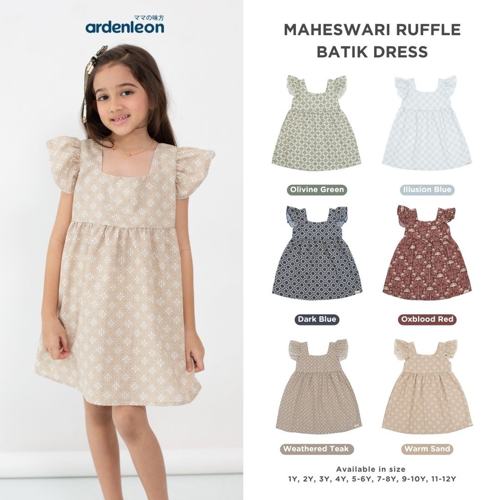 ชุดเดรสเด็กผู้หญิง ARDENLEON ⁠Maheswari Ruffle Batik Dress
