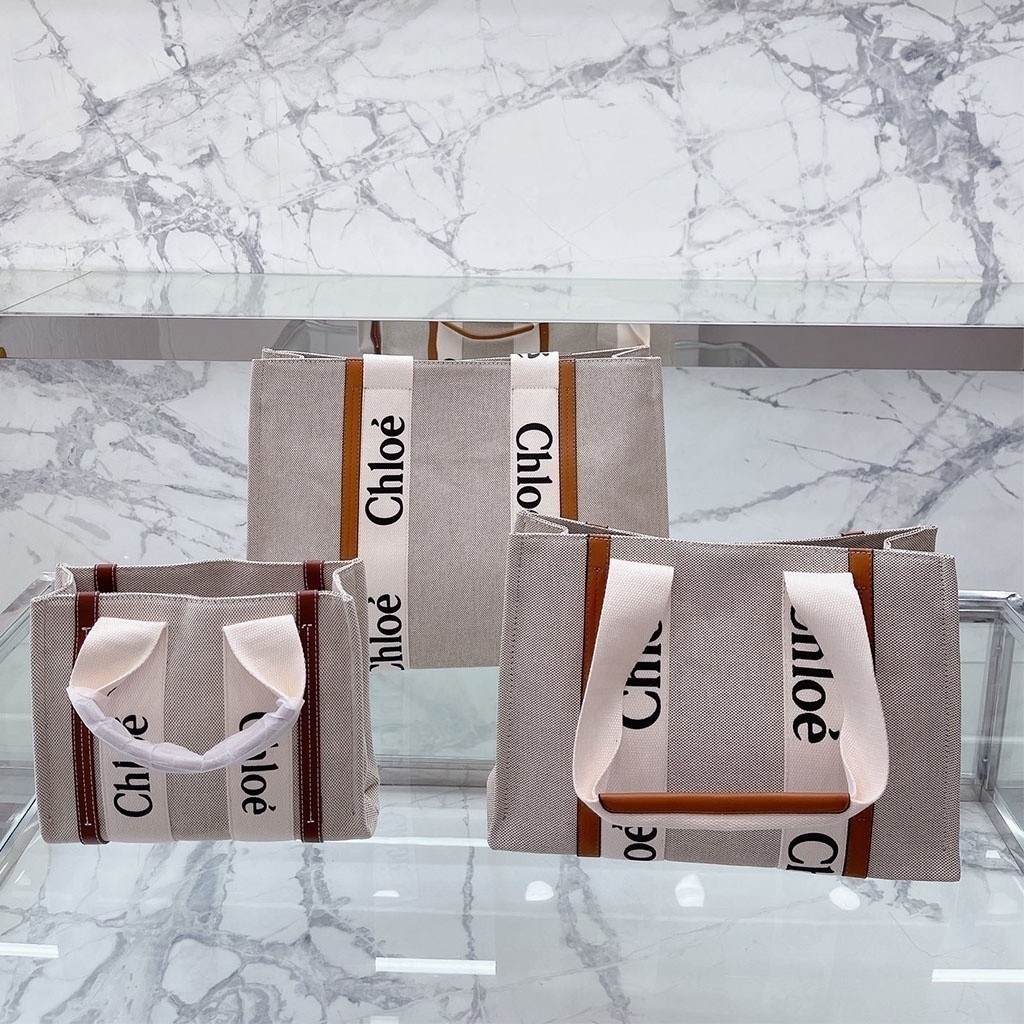 พร้อมส่ง Beg Tote Chloe Tote Casuaersatile bag Bag Shopper Canvas Woody