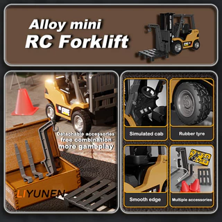 1/64 Mini Alloy RC รถยก APP รีโมทคอนโทรลวิศวกรรมยานพาหนะของเล่นโต๊ะขนาดเล็ก 1:64 รุ่นคอลเลกชันของขวัญสําหรับชาย