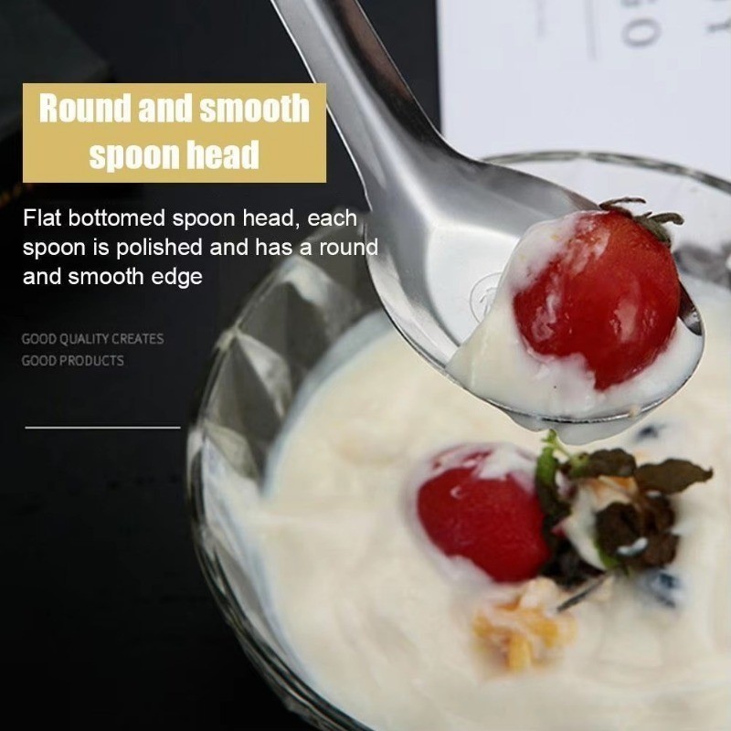 5-30 ชิ้น ช้อนก้นแบนสแตนเลสเกรดอาหาร / ช้อนแตงโมข้น / ช้อนซุปจีนแบบเข้มข้น - รูปที่ 4