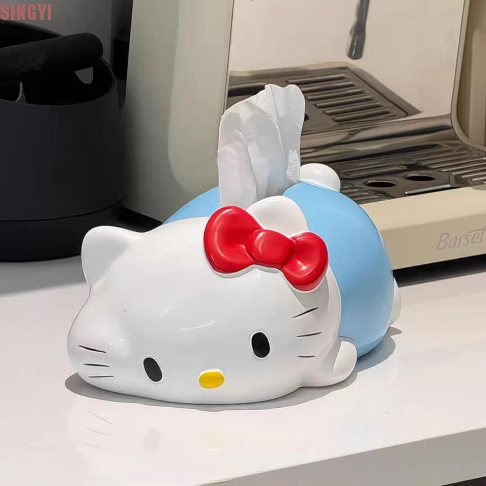 สิงห์ เคที กล่องเก็บทิชชูแมว,ตกแต่งตุ๊กตาของเล่นคิตตี้กล่องกระดาษทิชชู,เครื่องประดับตั้งโต๊ะอะนิเมะการ์ตูนสะสมคิตตี้แมวรุ่นของเล่นตกแต่งบ้าน