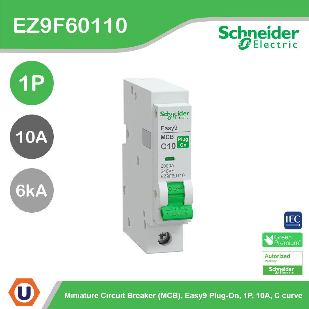Schneider Electric เซอร์กิตเบรกเกอร์ รุ่น Easy9 Plug-On ขนาด 1P 6kA 10A รหัส EZ9F60110 | Ucanbuys