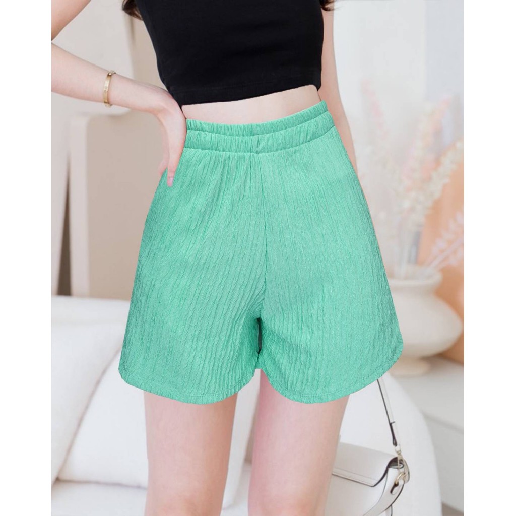 กางเกงผ้าร่อง กางเกงแฟชั่น กางเกงขาสั้นเอวสูง มีกระเป๋าในตัว เอวยางยืด สาวอวบใส่ได้ เนื้อผ้าใส่สบายระบายอากาศดี