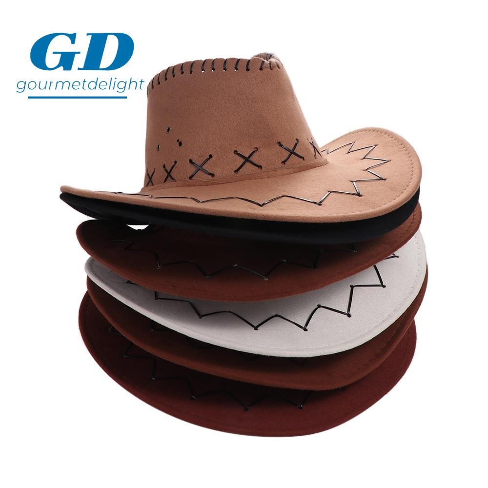 Gourmetdelight Western หมวกคาวบอยหมวกชายหาดสําหรับผู้หญิงผู้ชายปรับ Visor สาวหมวก Leisure Knight หมวก