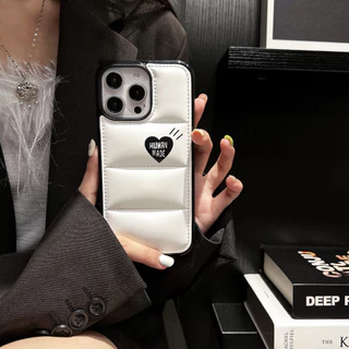 Love Heart simple Down JacketสําหรับIPHONE 16 15 14 13 12 11 PROMAX PLUS MINIฝาครอบป้องกันTPUกรณี