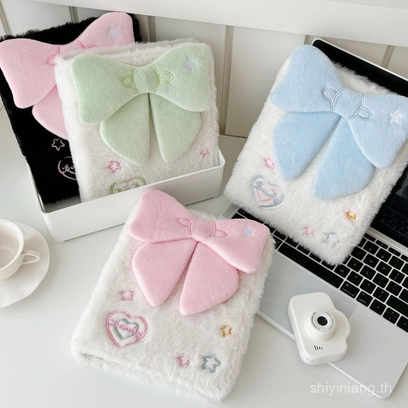 สมุดการ์ด A6 แบบมีโบว์นุ่ม 3D หน้าสมุดการ์ดขนาดเล็ก สมุดเก็บการ์ดไล่ดาว