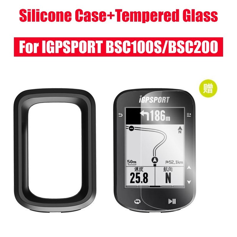 เคสซิลิโคน + ฟิล์มกันรอยกระจกนิรภัยสําหรับ IGPSPORT BSC100S BSC200 เคสจักรยาน GPS