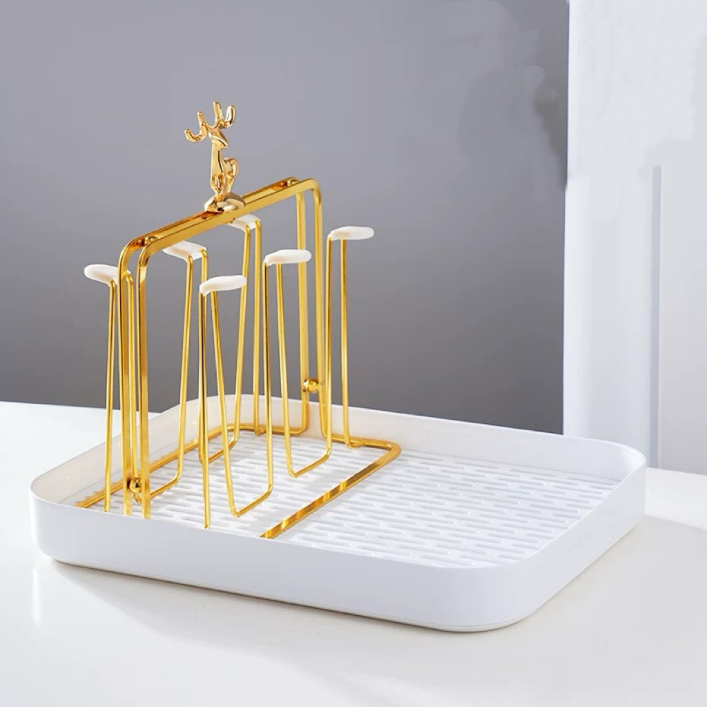 ที่วางแก้วตกแต่งหัวกวาง ชั้นวางแก้วโลหะสีทองสีเงิน ใช้งานในบ้าน ATTCH - รูปที่ 3