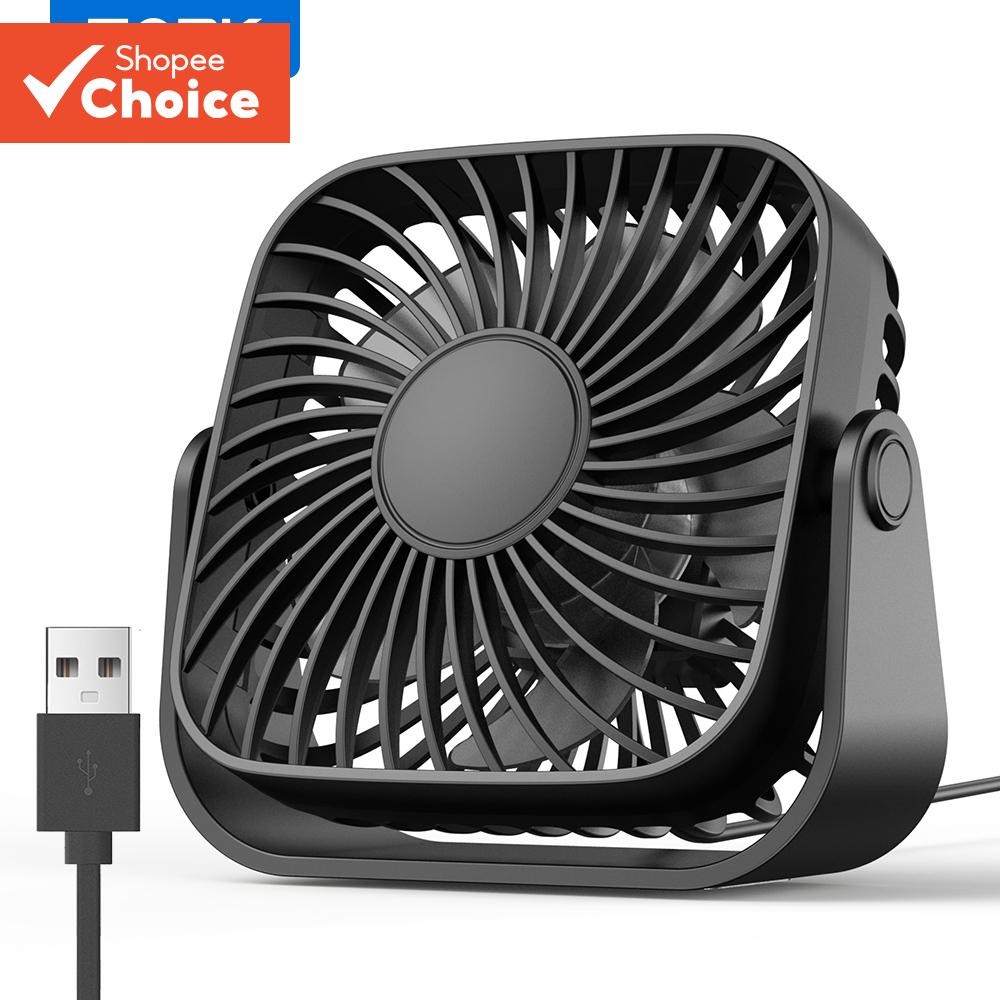 Topk พัดลมตั ้ งโต ๊ ะ USB พัดลม USB ขนาดเล ็ กลมแรง 3 สปีด การทํางานที ่ เงียบสงบ 360° พัดลมระบายความร ้ อนส ่ วนบุคคลทรงสี ่ เหลี ่ ยมหมุนได ้ สําหรับโต ๊ ะโฮมออฟฟิศและเดสก ์ ท ็ อป