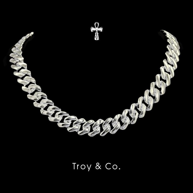 Plain Cuban Chain ไม่ฝังเพชร iced out สร้อยคอคิวบันฮิปฮอปลุคเรียบเท่ ใส่ทุกวันได้ TDN007 Troy & Co.
