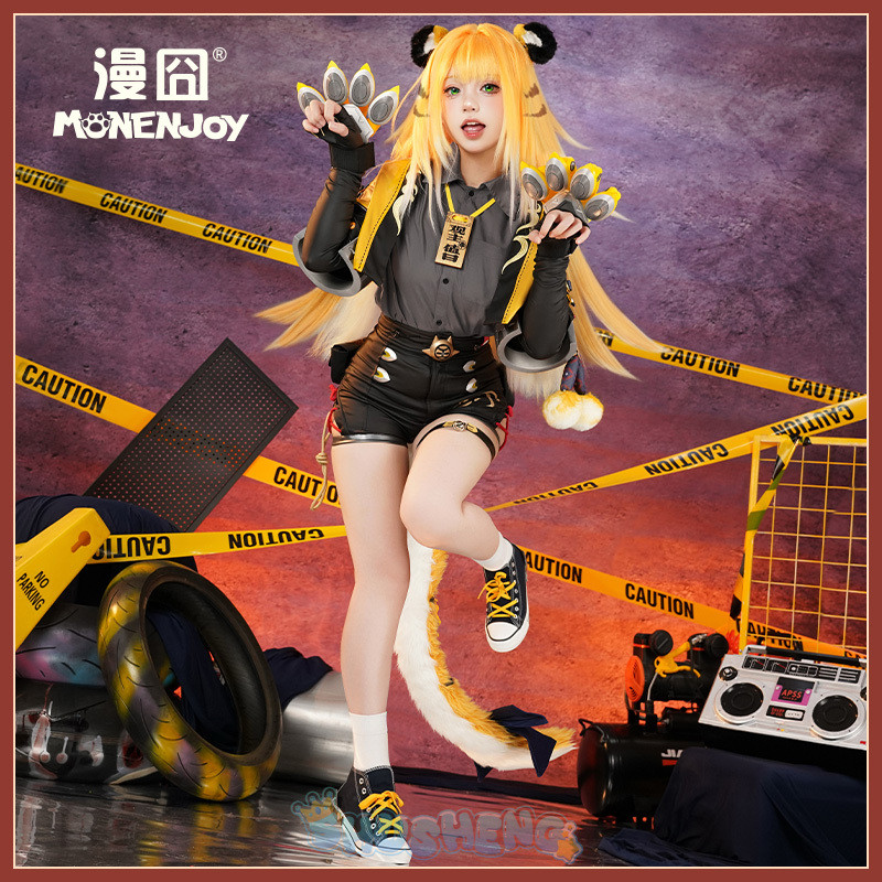 MONENJOY Ju Fufu คอสเพลย์เครื่องแต่งกาย Ju Fufu วิกผมเกม Zenless Zone Zero ผู้หญิงชุด Ju Fufu เสือคอ